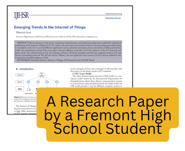 A Research Paper About the Internet of Things by a Fremont High School Student